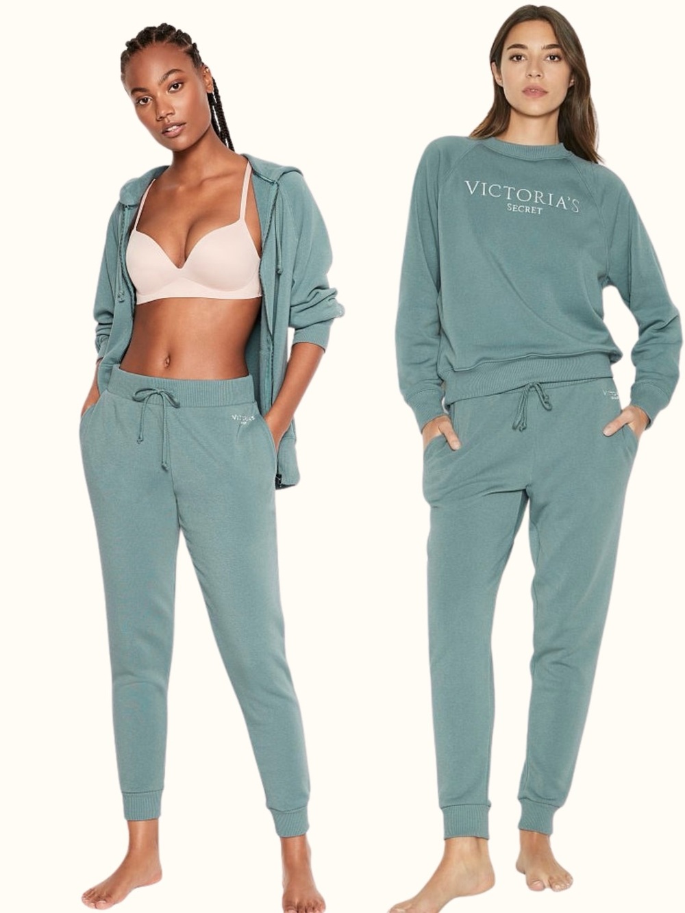 Victoria's Secret Jogger Sweatpants Sage Green Cotton NWT Lounge Athleisure XL